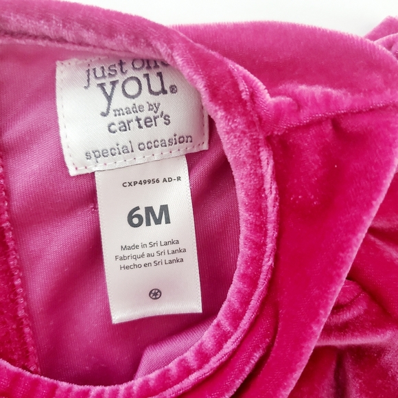 3/$25 Carters pink velvet romper - Picture 3 of 4